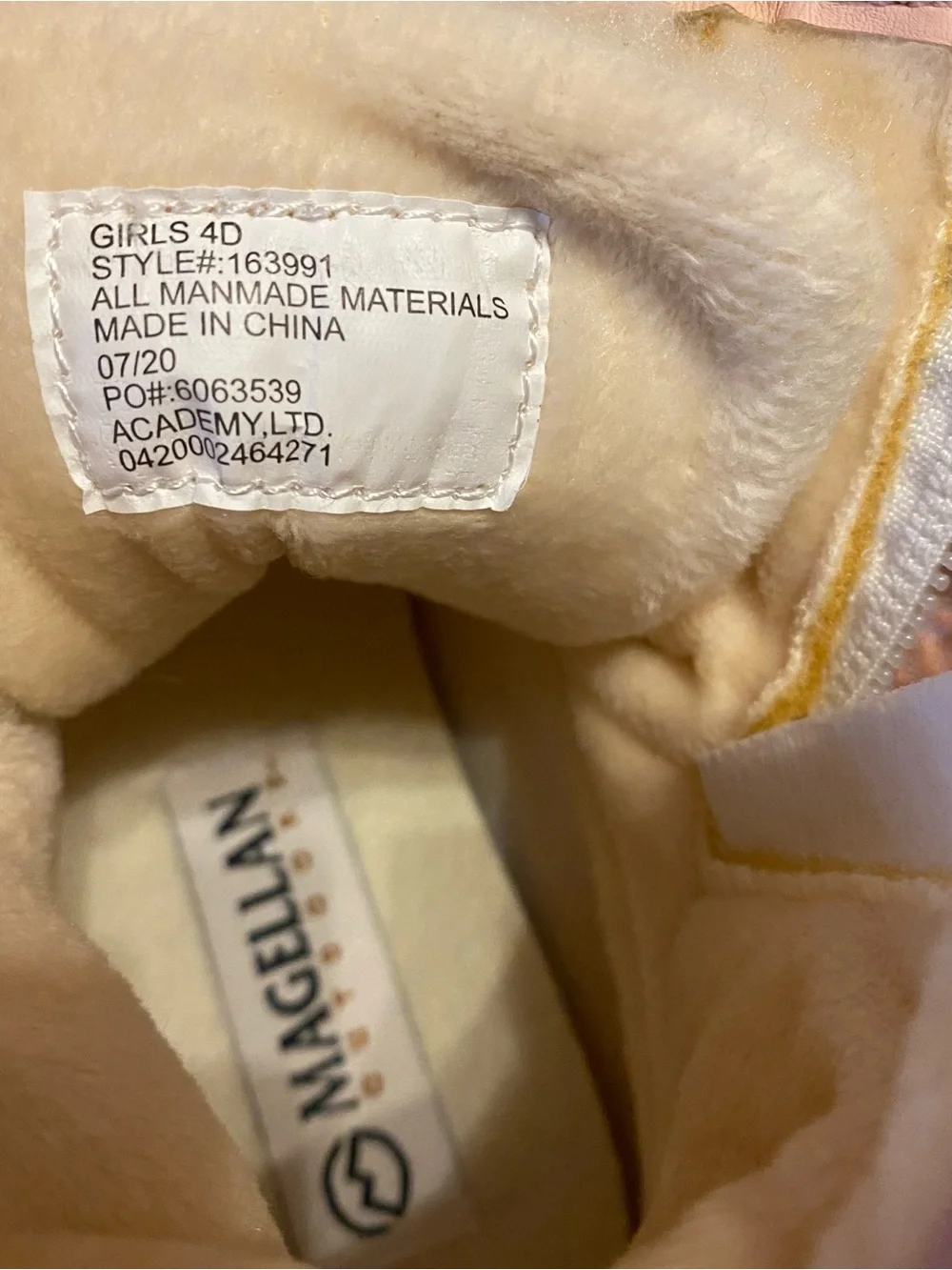 Magellan Outdoors Girls 4D Cream Sherpa Duck Boots | Pink Trim Winter Boots